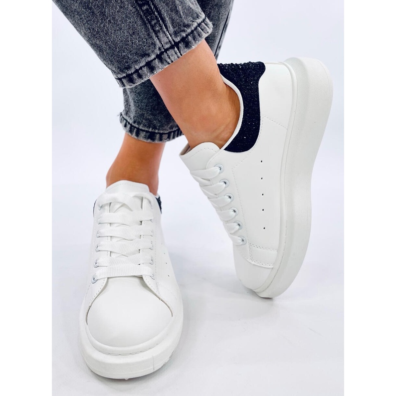 Tenisky na platformě Parkss WHITE/BLACK s kamínky bílý 1