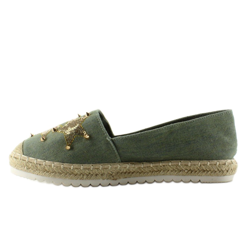 Plátěné espadrilky s cvočky CV-353 Green zelená 1 Plátěné espadrilky s cvočky CV-353 Green zelená 1