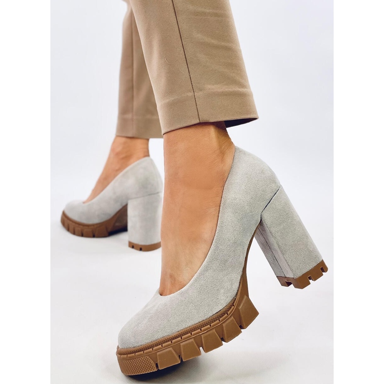 Angela Grey lodičky na vysokém podpatku a platformě šedá 2