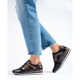 Černé prolamované dámské tenisky Daszyński černý 1