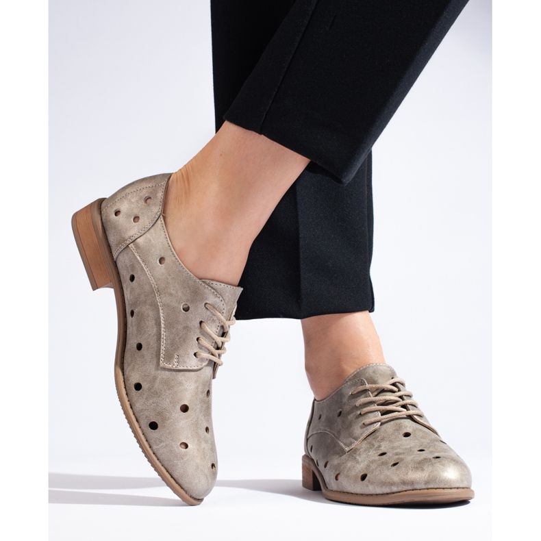 Zlaté prolamované dámské boty Daszyński zlatý 1