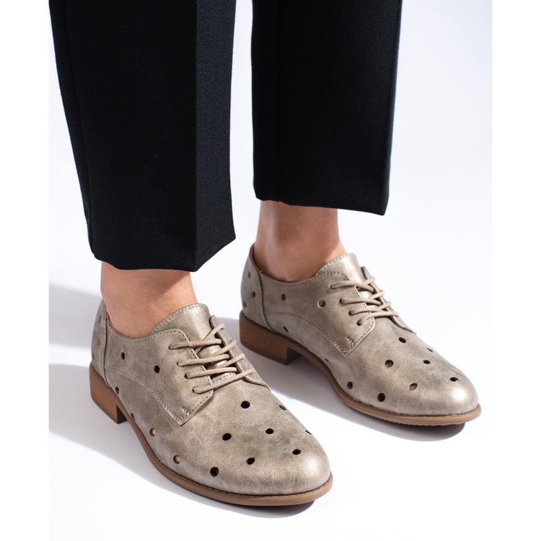 Zlaté prolamované dámské boty Daszyński zlatý 2