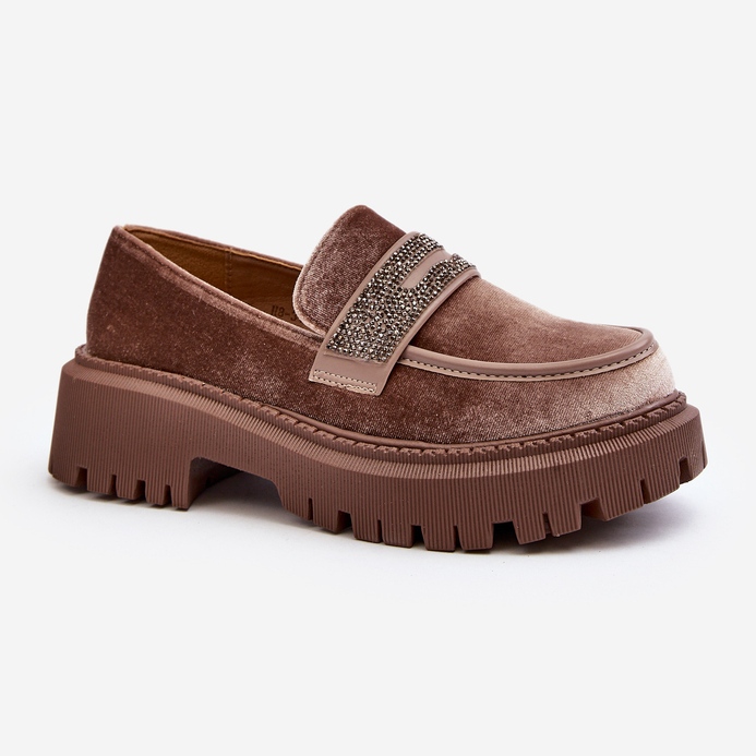 Dámské velurové mokasíny s ozdobou, hnědá Wendreda hnědý 1
