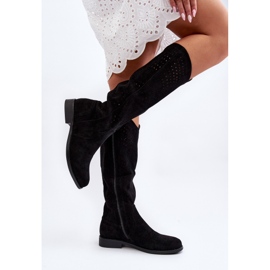 Prolamované boty S.barski HY66-150 s plochými podpatky, černé černá 1