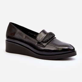 Vinceza Dámské lakované boty Loafers Black Polike černý 2