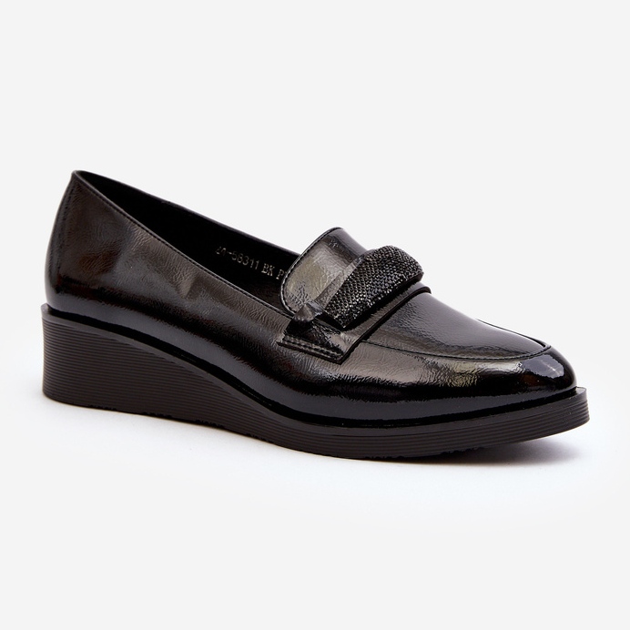 Vinceza Dámské lakované boty Loafers Black Polike černý 2