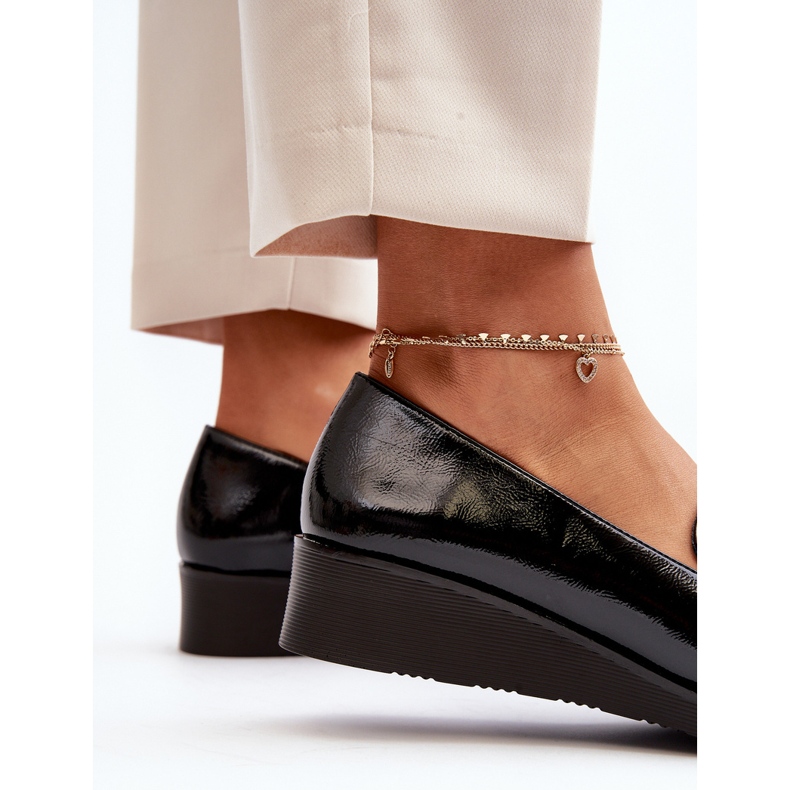 Vinceza Dámské lakované boty Loafers Black Polike černý 1