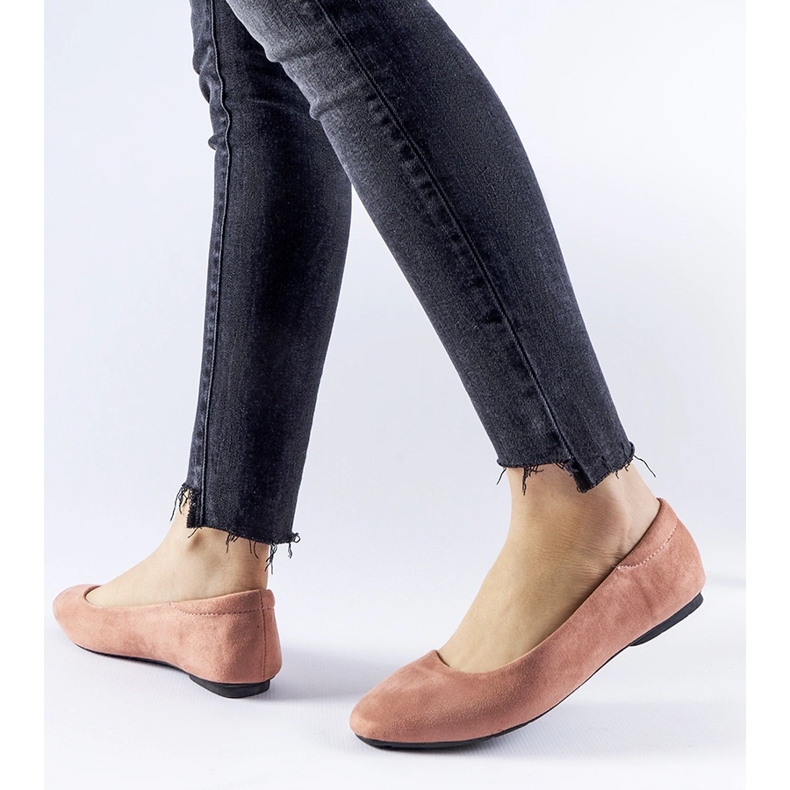 Tmavě růžové balerínky Jules z ekologického semiše růžový 1