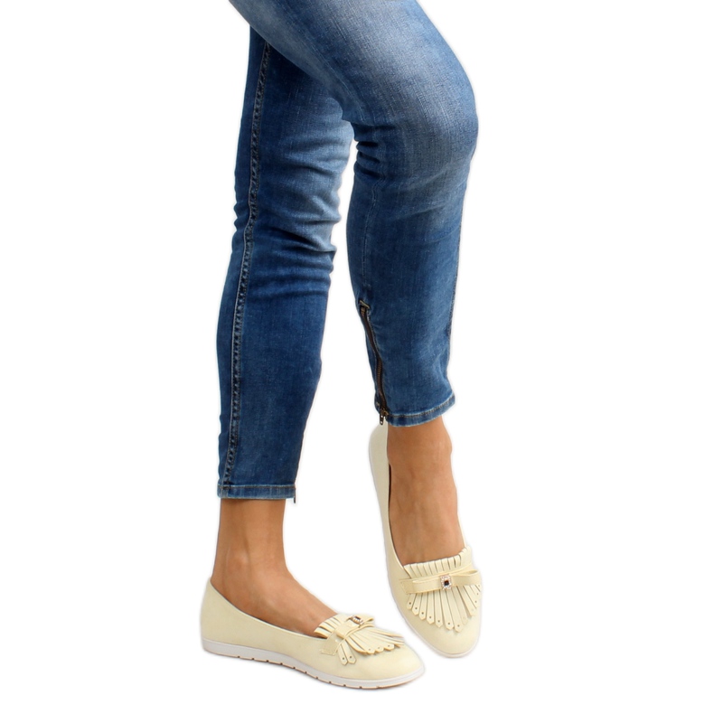 Pastelové mokasíny se žlutými třásněmi žlutá 1