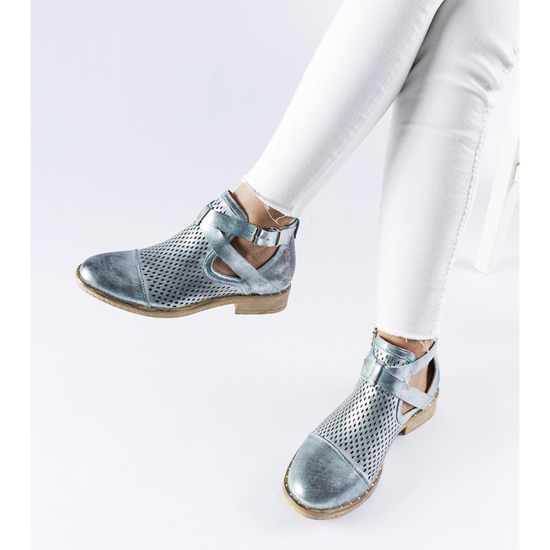 Zelené, prolamované, vysoké boty Kooter zelená 1