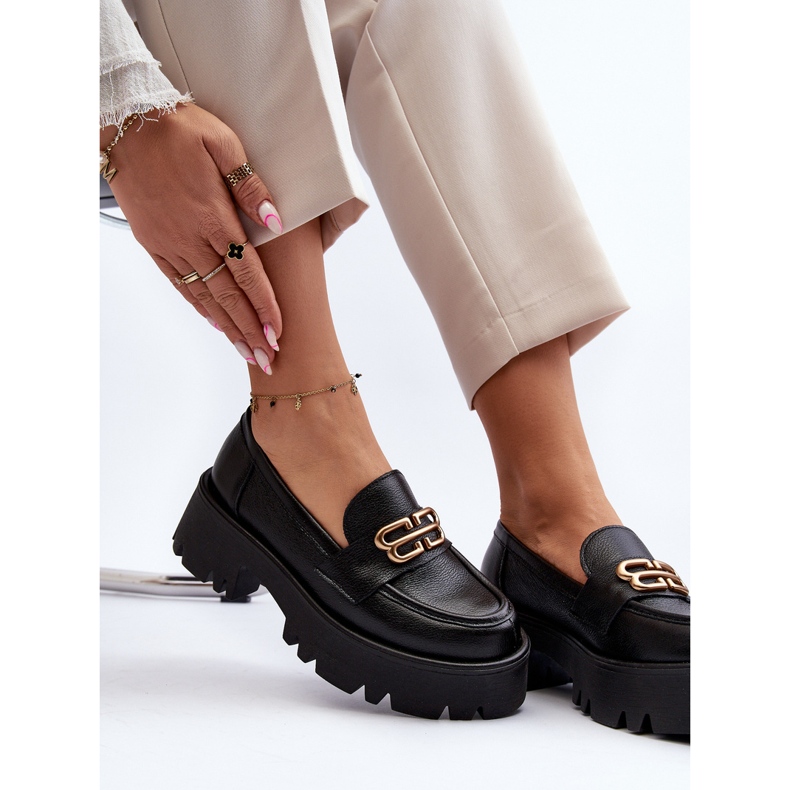 Dámské mokasíny Zazoo 20164 vyrobené z přírodní kůže, černé černá 2