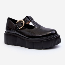 Módní lakované boty Zazoo 20102 na masivní platformě, černá černý 1