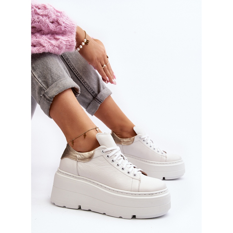 Dámská sportovní obuv Zazoo 10165 na masivní platformě, bílá bílý 1