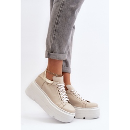 Dámská sportovní obuv Zazoo 10165 na masivní platformě, béžová béžový 1