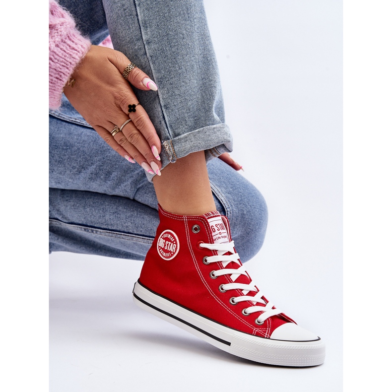 Dámské klasické vysoké tenisky Big Star T274024 červené červený 1