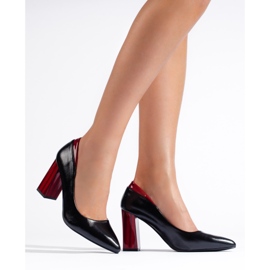 Černé lodičky na sloupku černý 1