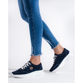 Námořnická modrá kožená sportovní obuv modrý 2 Námořnická modrá kožená sportovní obuv modrý 2