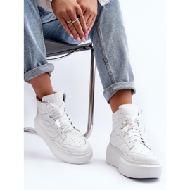 Dámská kožená sportovní obuv Zazoo 3392/X na platformě, bílá bílý 1