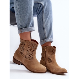 Lewski Shoes Dámské prolamované kotníkové boty Lewski Boty 3301/2 Béžová béžový 2