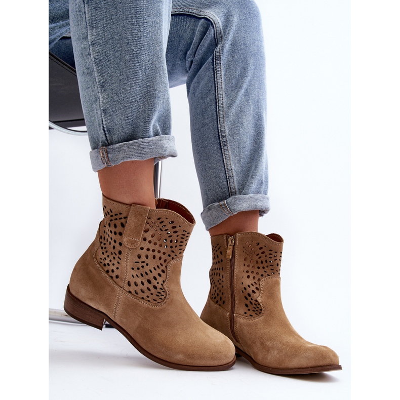 Lewski Shoes Dámské prolamované kotníkové boty Lewski Boty 3301/2 Béžová béžový 2