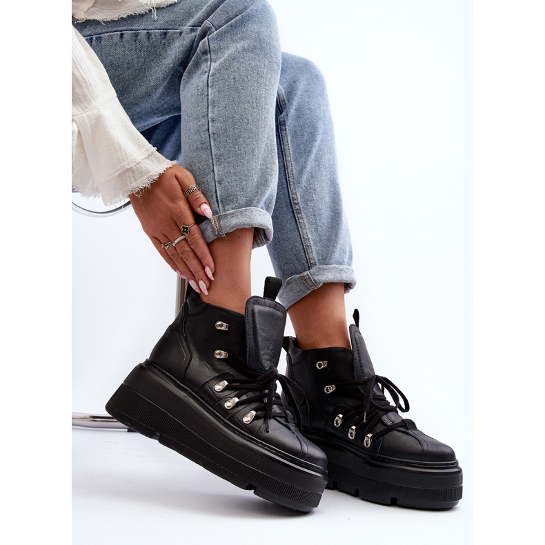 Zazoo 3416 kožené dámské sportovní boty černé černá 1