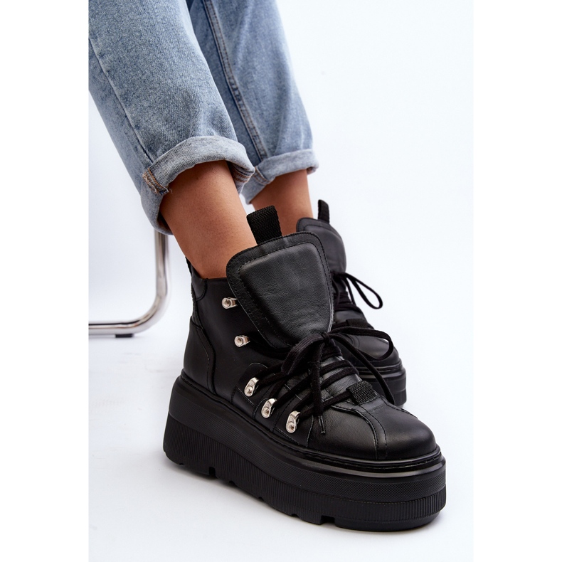 Zazoo 3416 kožené dámské sportovní boty černé černá 2