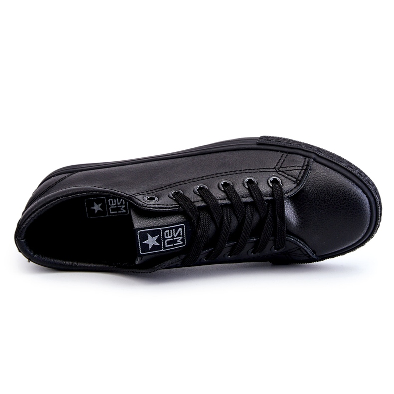 News Dámská kůže svázaná klasické černé tenisky černá 1