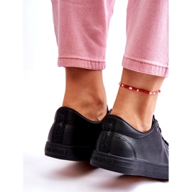 News Dámská kůže svázaná klasické černé tenisky černá 4