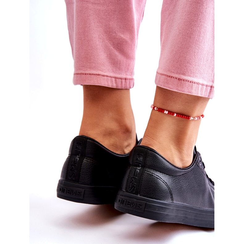 News Dámská kůže svázaná klasické černé tenisky černá 4