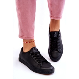 News Dámská kůže svázaná klasické černé tenisky černá 5