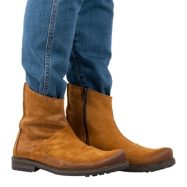 Olivier Kožené pánské kozačky 553KZ červené hnědý 4