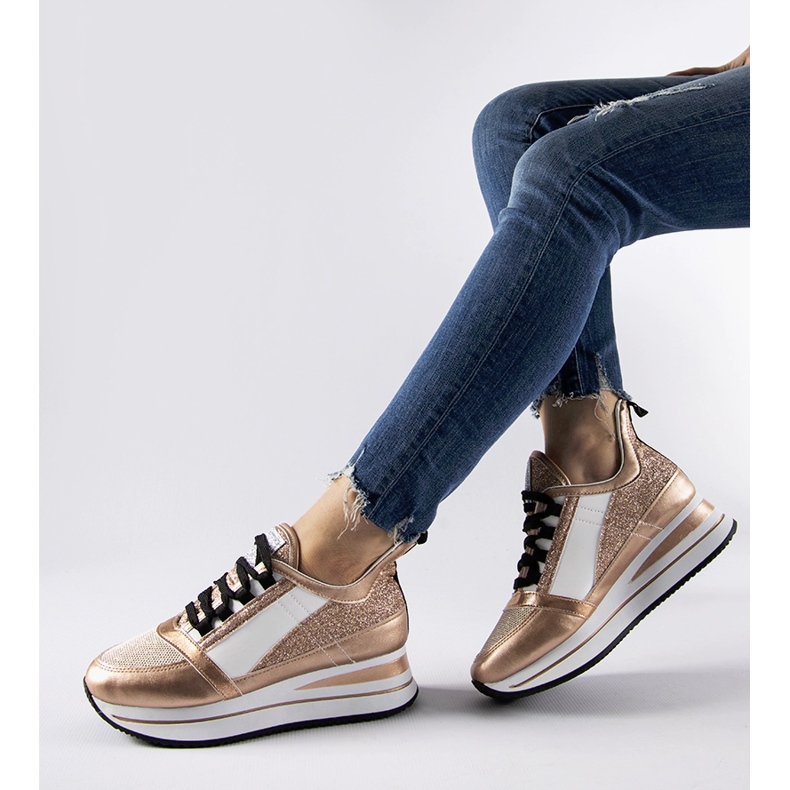 Zlaté třpytivé tenisky na platformě Marce zlatý 1