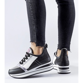 Černé třpytivé tenisky na platformě Marce černý 1