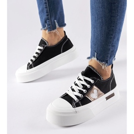 Černé a stříbrné tenisky na platformě Lawton černý 2