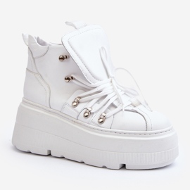 Zazoo 3416 kožené dámské sportovní boty bílé bílý 2