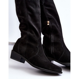 Zazoo 3427 Dámské semišové kovbojské boty černé černá 2