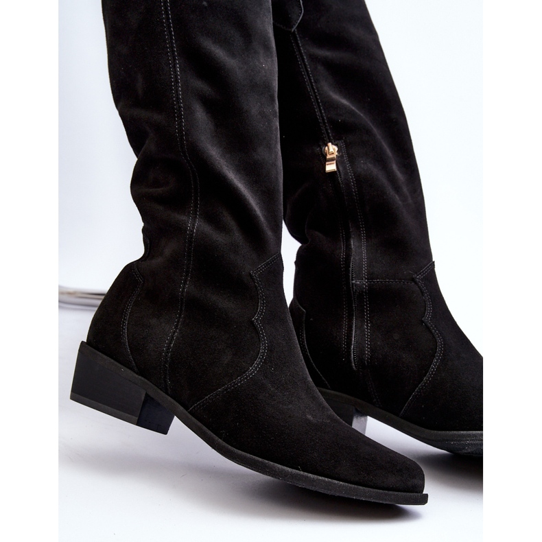 Zazoo 3427 Dámské semišové kovbojské boty černé černá 2