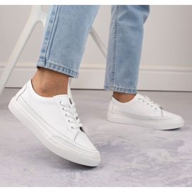 Dámské kožené sportovní boty, bílé Sergio Leone SP016 bílý 2 Dámské kožené sportovní boty, bílé Sergio Leone SP016 bílý 2