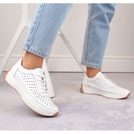 Dámské prolamované kožené boty, bílé, Sergio Leone SP013 bílý 2