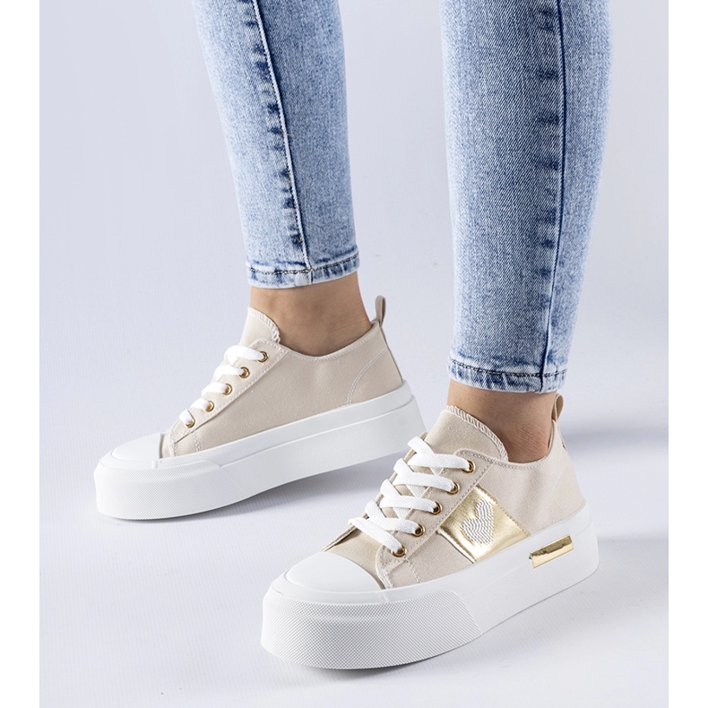 Béžové a zlaté tenisky na platformě Lawton béžový 1