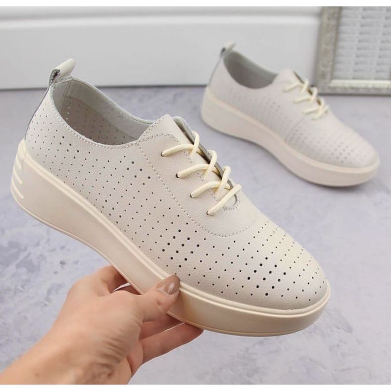 Sergio Leone W SK431 béžové kožené prolamované boty 1