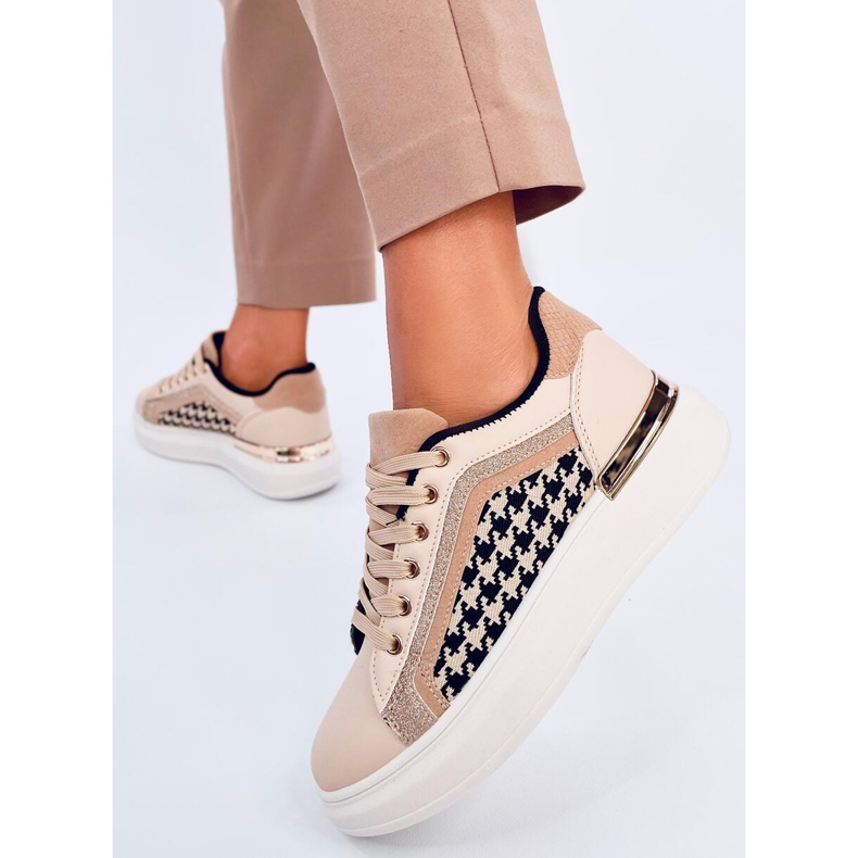 Volyne Beige dámské houndstooth tenisky béžový 2 Volyne Beige dámské houndstooth tenisky béžový 2