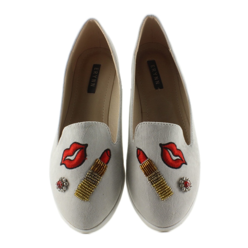 Baleríny lordsy s nášivkami 333-18 šedé šedá 1 Baleríny lordsy s nášivkami 333-18 šedé šedá 1