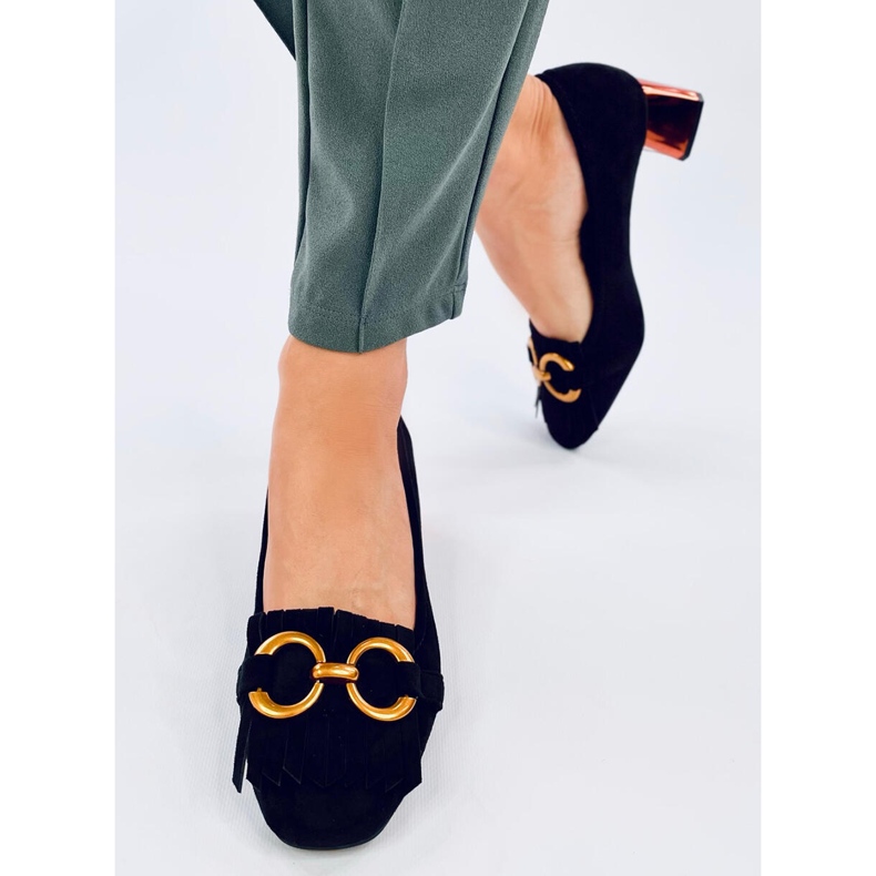 Černé měděné lodičky na podpatku Weinn černá 1