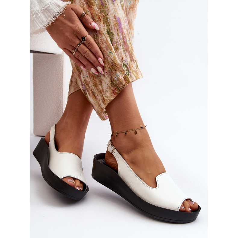 Zazoo 2893 dámské kožené sandály se silnou podrážkou, bílé bílý 1