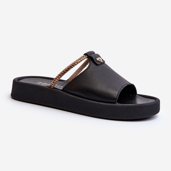 Dámské kožené žabky Zazoo 2896, černé černá 1 Dámské kožené žabky Zazoo 2896, černé černá 1