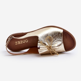 Zazoo 2898 Kožené ploché sandály Gold G1/2 zlatý 8
