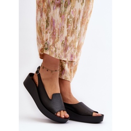 Zazoo 2893 dámské kožené sandály se silnou podrážkou, černé černá 2