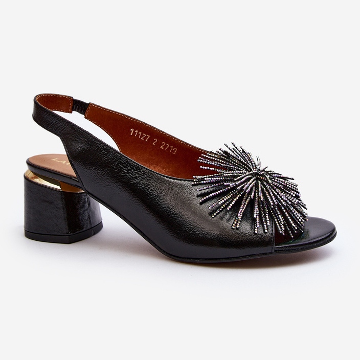 Kožené sandály s ozdobou Laura Messi 2719 Black černá 2