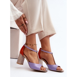Kožené sandály na vysokém podpatku Laura Messi 2759 Purple fialový 1